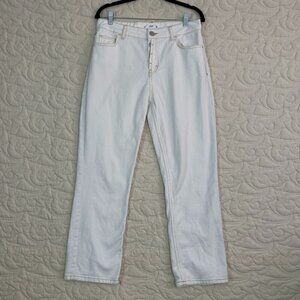 MNG Denim White Mom Jeans Button Fly Relaxed Fit Size 8